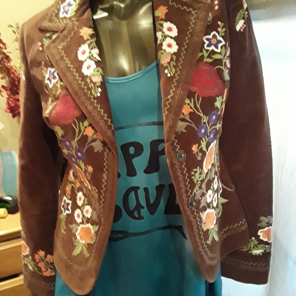 VINTAGE EMBROIDERED YANK CROP BOYFRIEND BLAZER